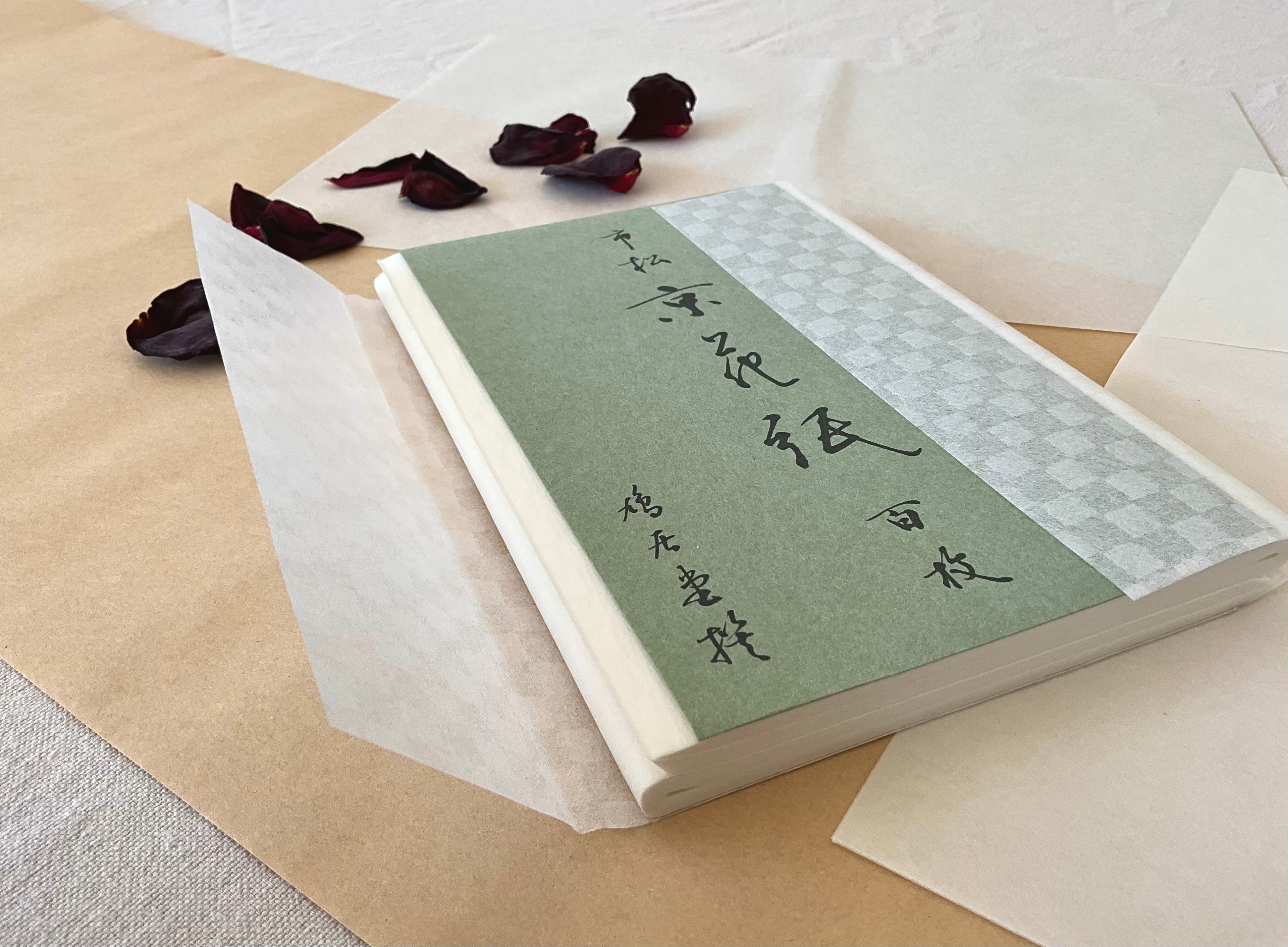 Open hanagami washi tissue pack showing soft white sheets with Kyukyodo wrapping
