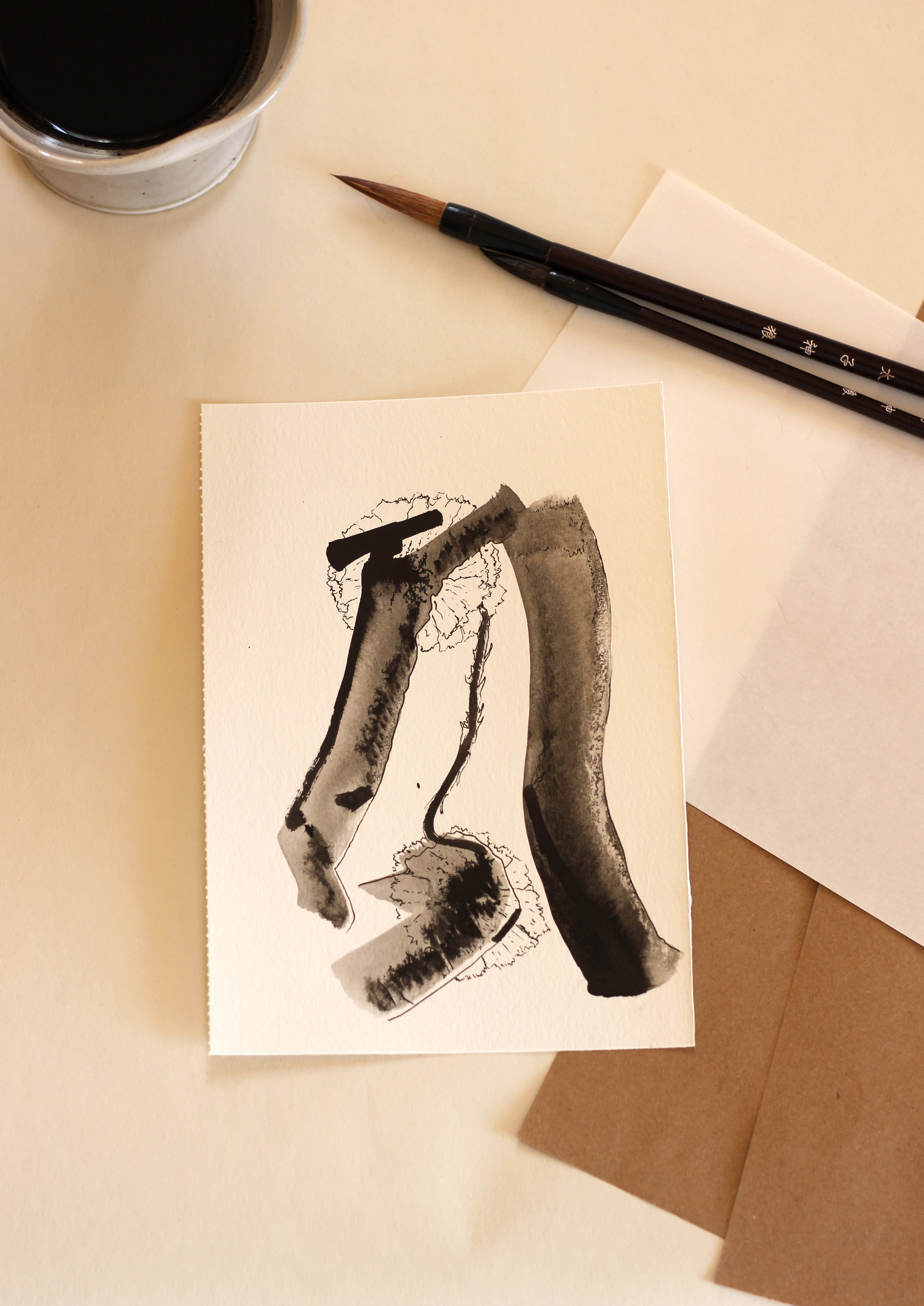Sumi-e Inspired Floral - Original Ink Drawing A5