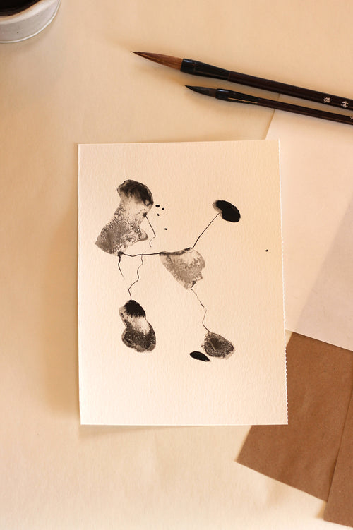 Abstract Ink Drawing - Japanese Inspired Original Art on Watercolor Paper A5