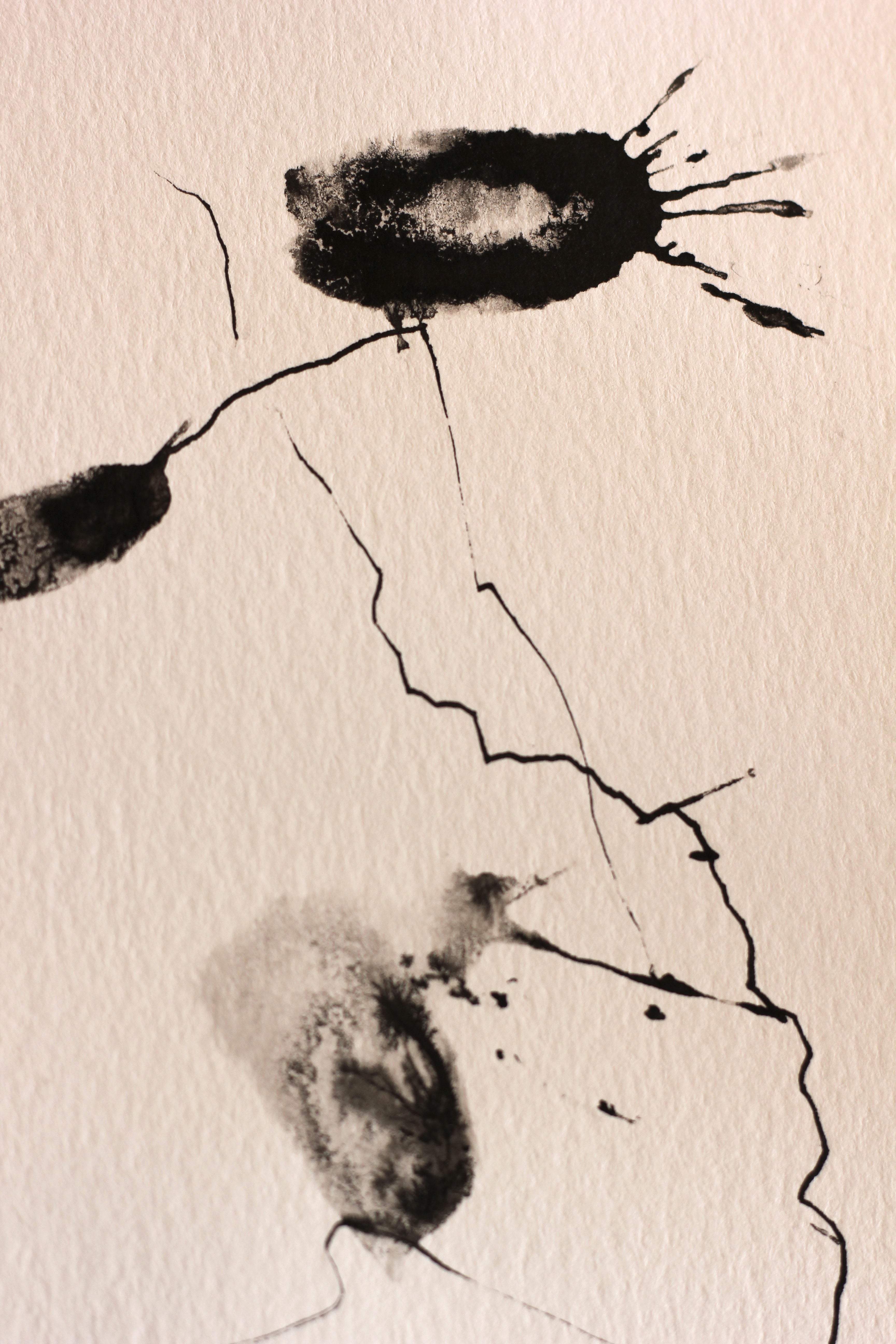 Abstract Ink Drawing - Japanese Inspired Original Art on Watercolor Paper A5