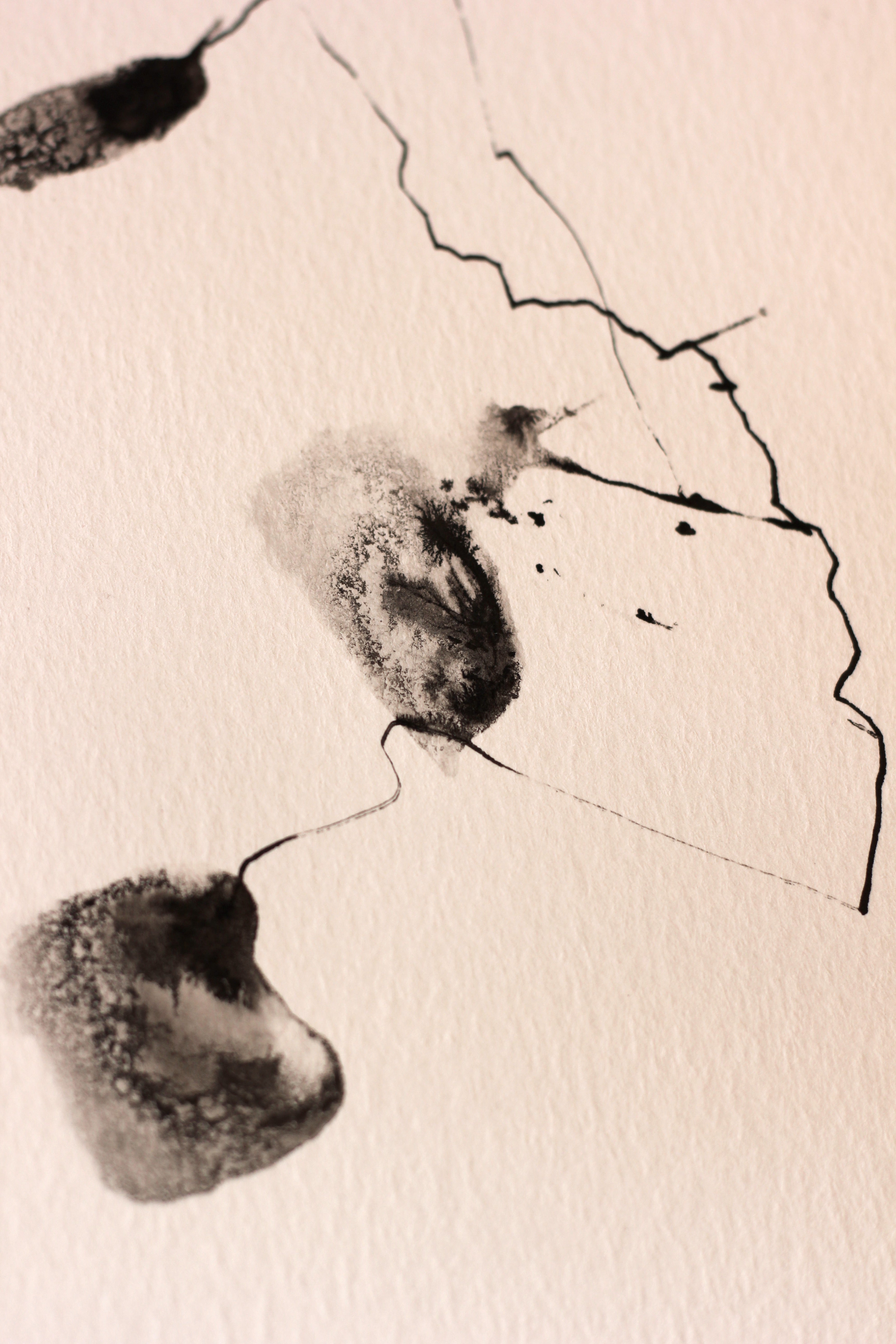 Abstract Ink Drawing - Japanese Inspired Original Art on Watercolor Paper A5