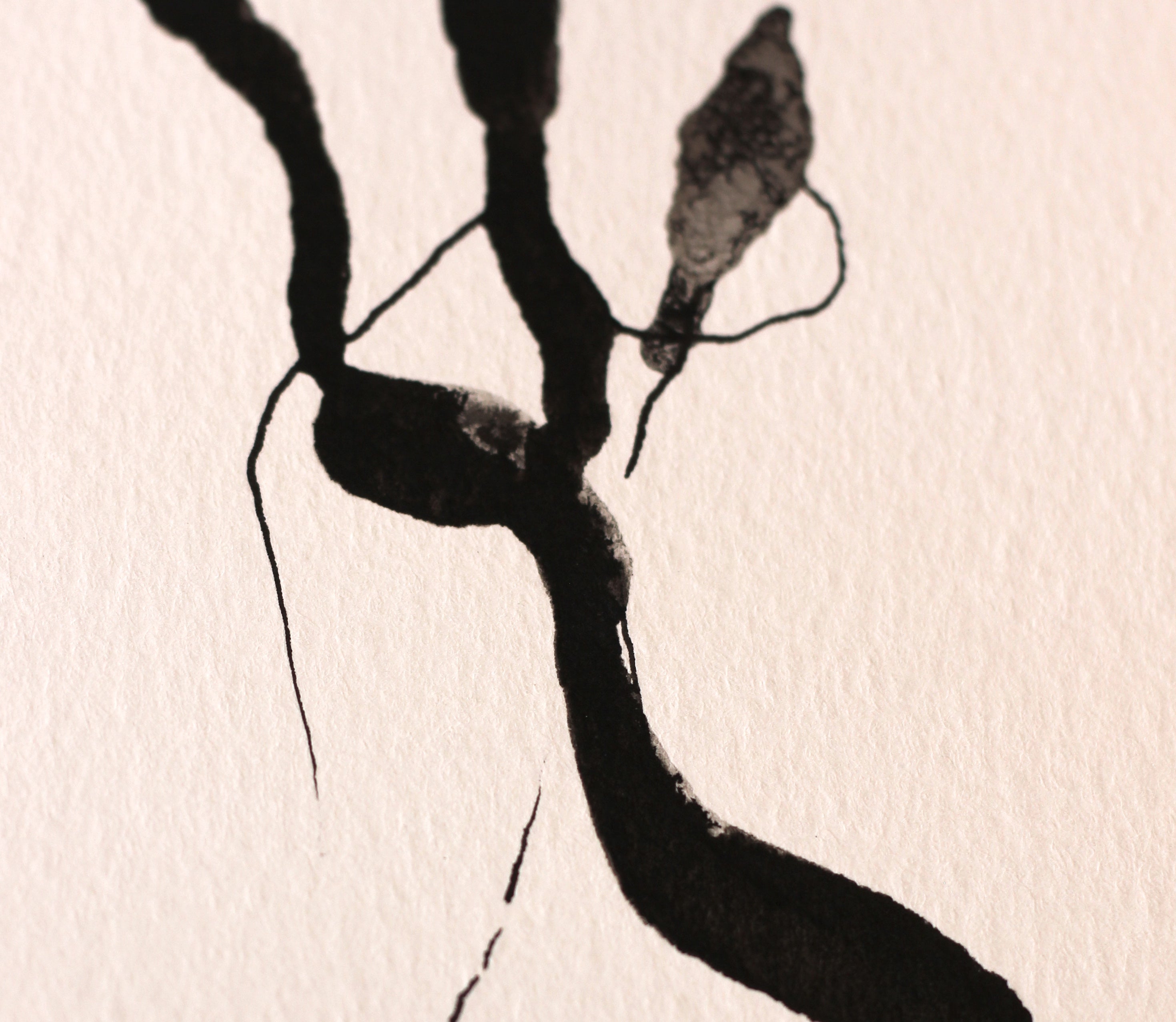 Japanese Minimalist Ink Art - Original A5 Drawing on Watercolor Paper