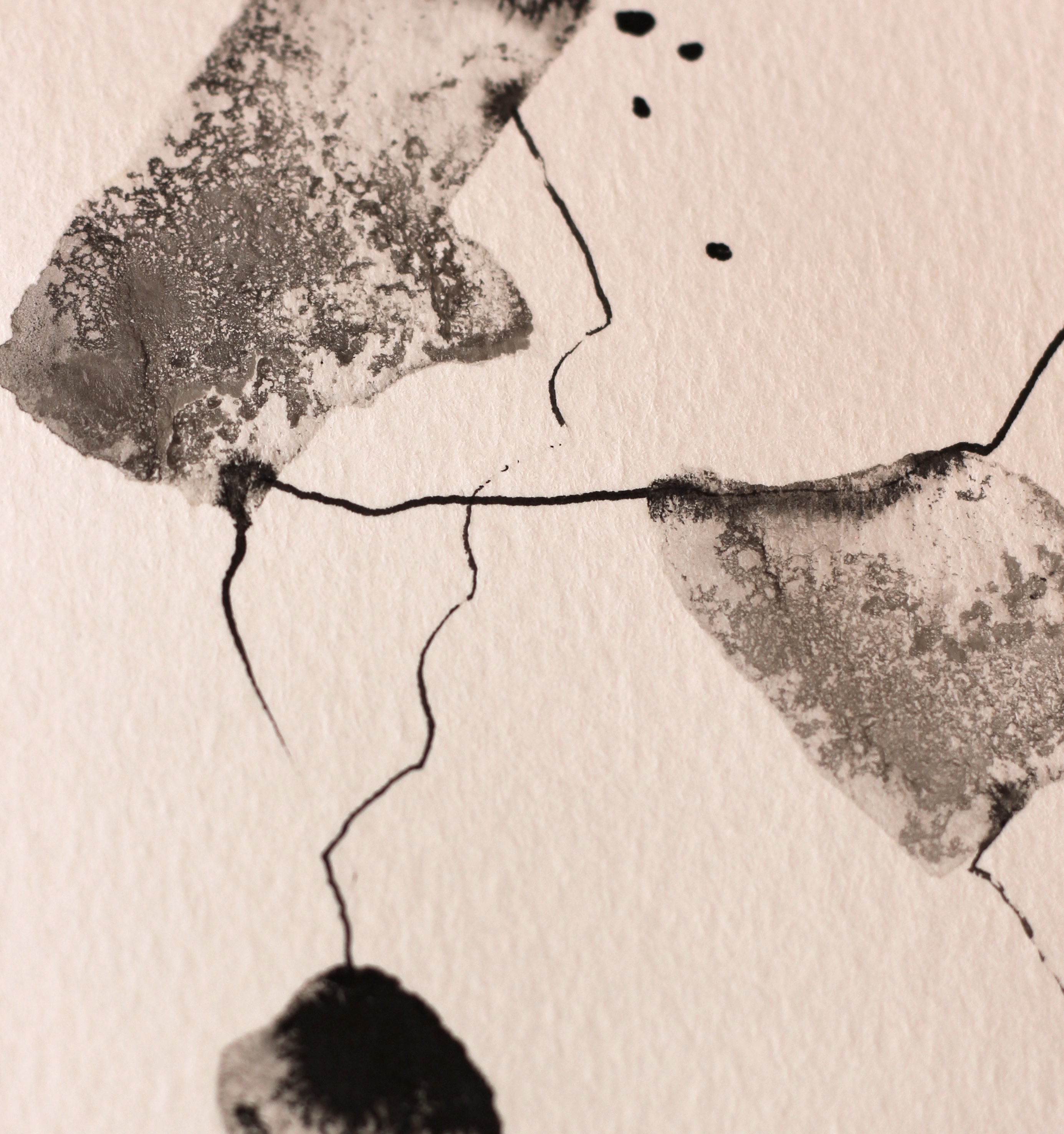 Abstract Ink Drawing - Japanese Inspired Original Art on Watercolor Paper A5