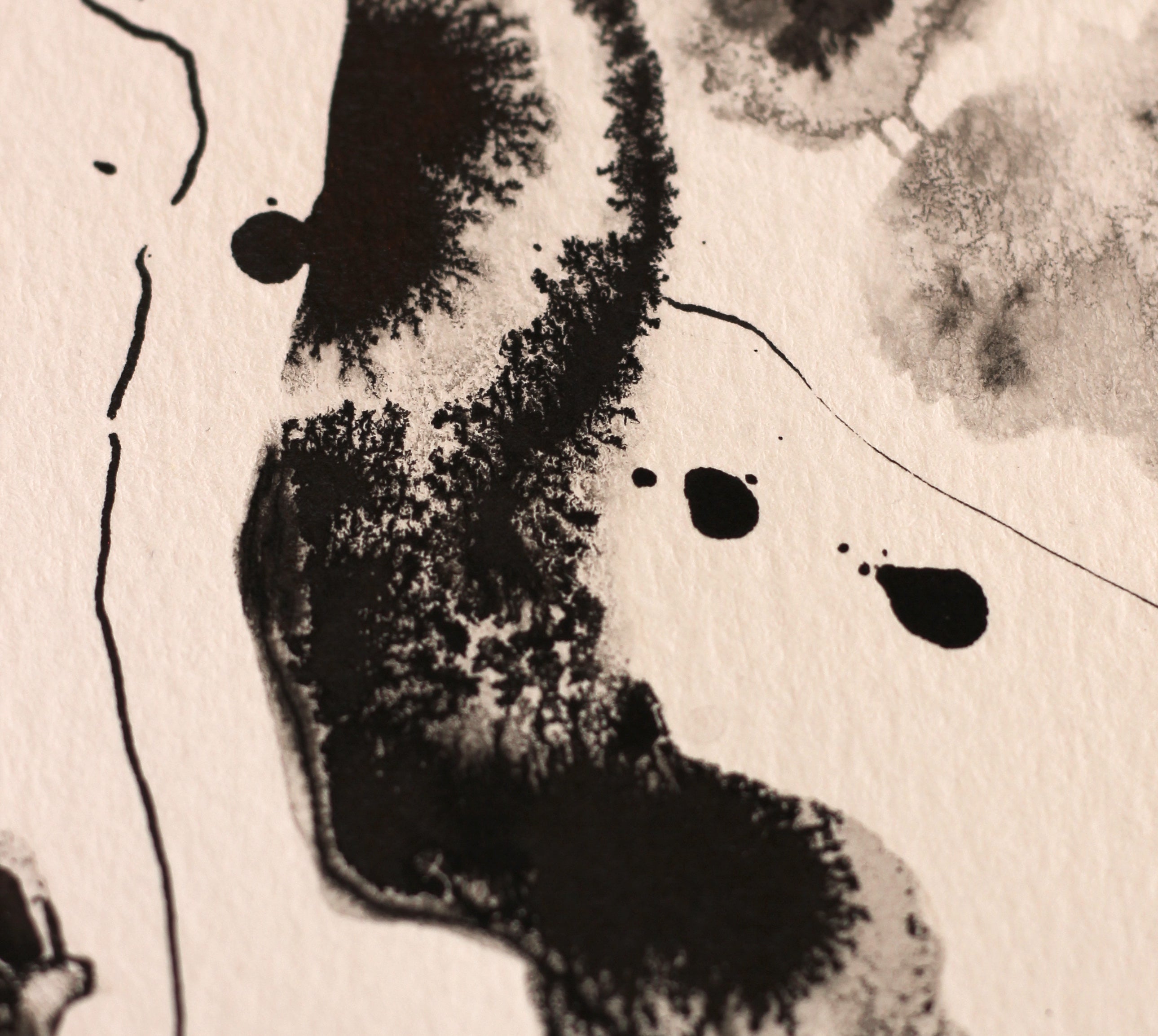 Abstract Ink Drawing - Japanese Inspired Original Art on Watercolor Paper A5