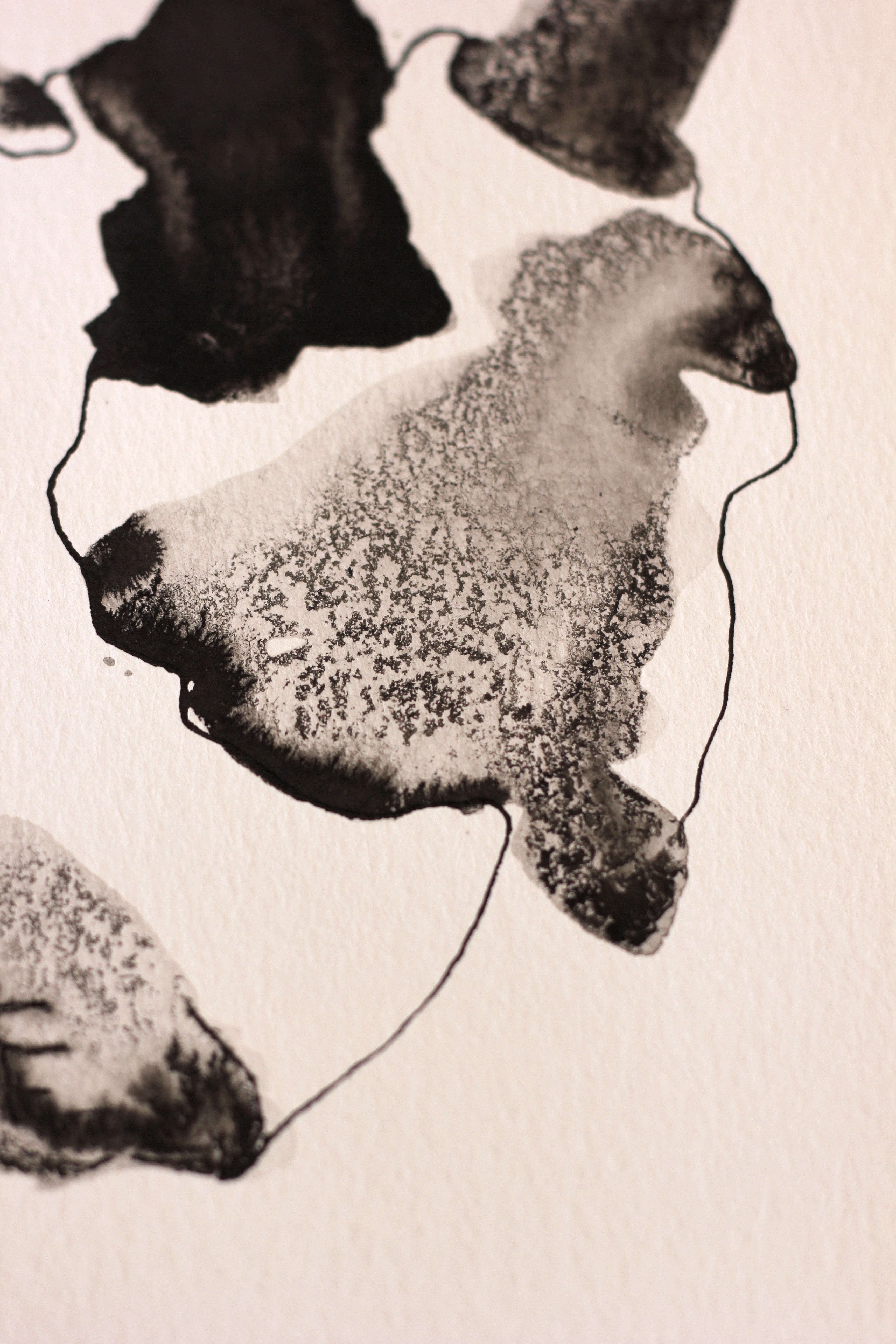 Abstract Ink Drawing - Japanese Inspired Original Art on Watercolor Paper A5
