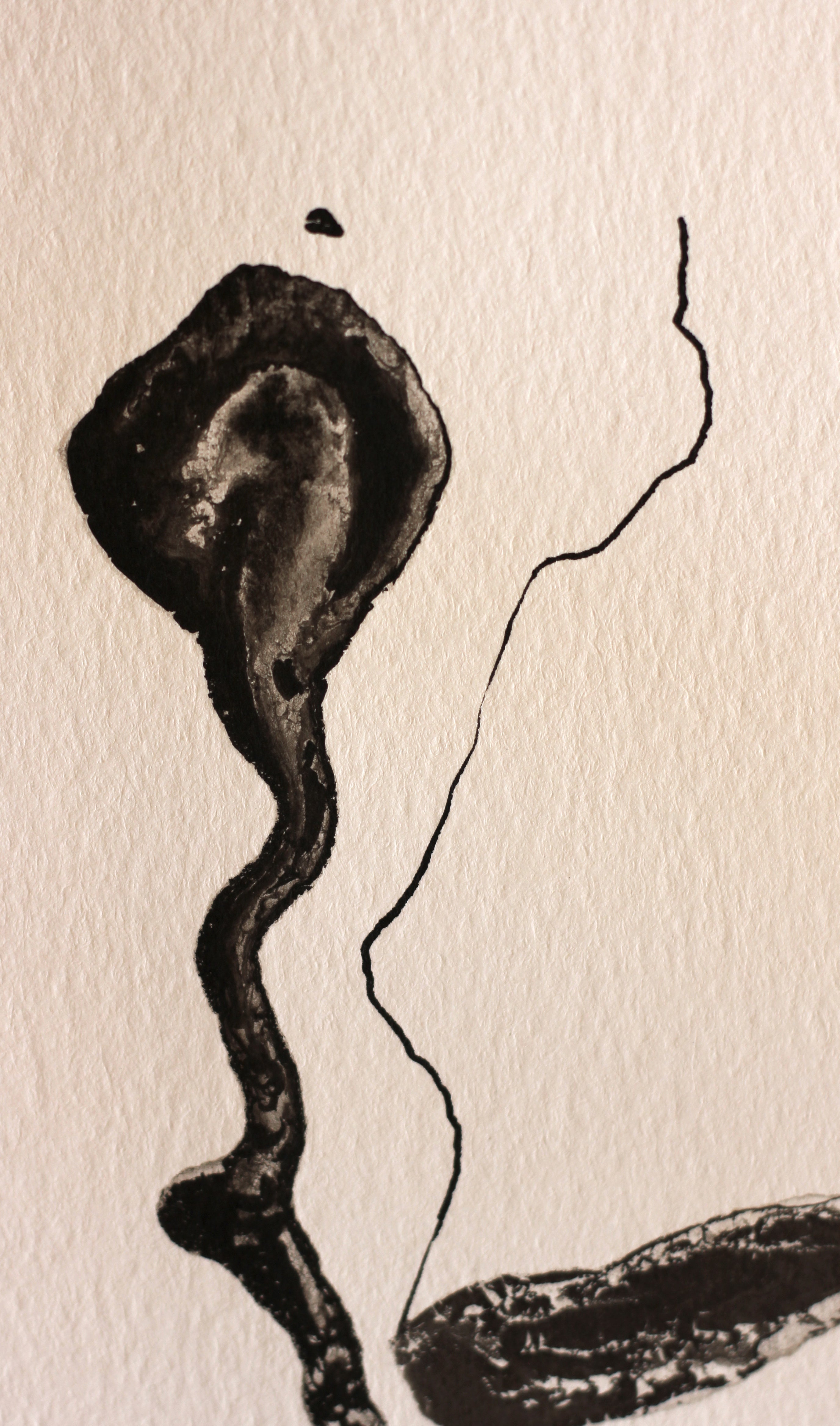 Japanese Minimalist Ink Art - Original A5 Drawing on Watercolor Paper