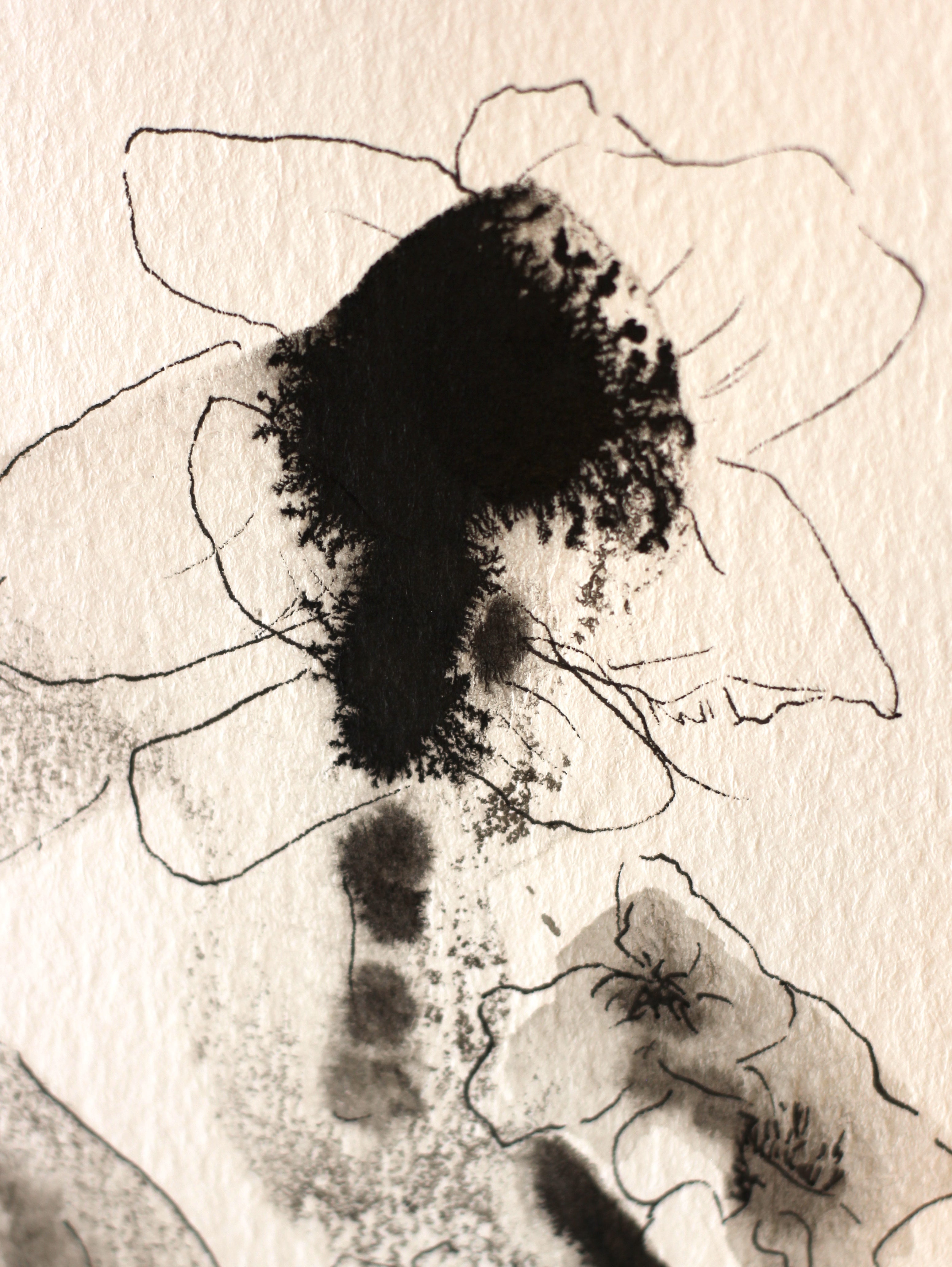 Sumi-e Inspired Floral - Original Ink Drawing A5