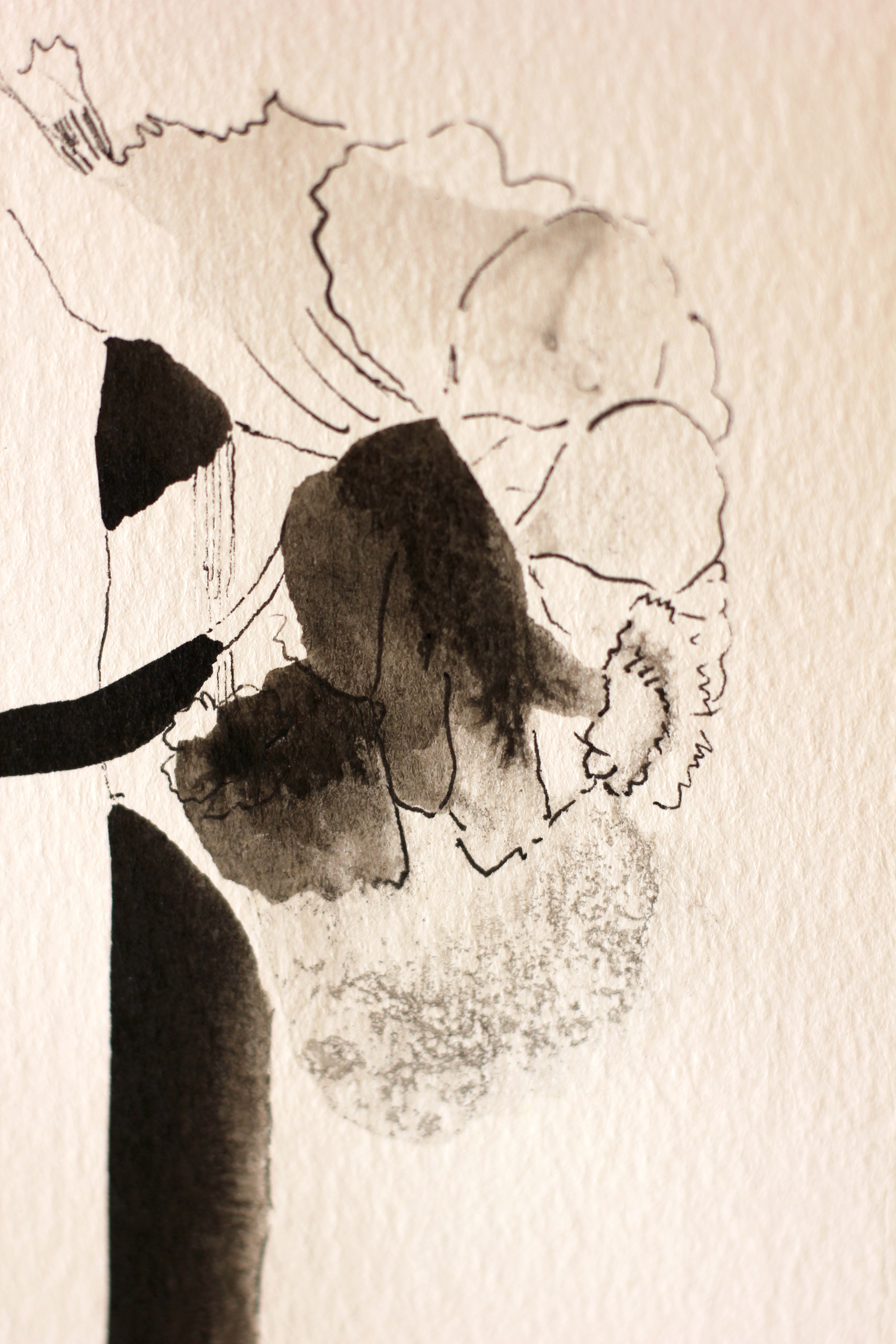 Sumi-e Inspired Floral - Original Ink Drawing A5