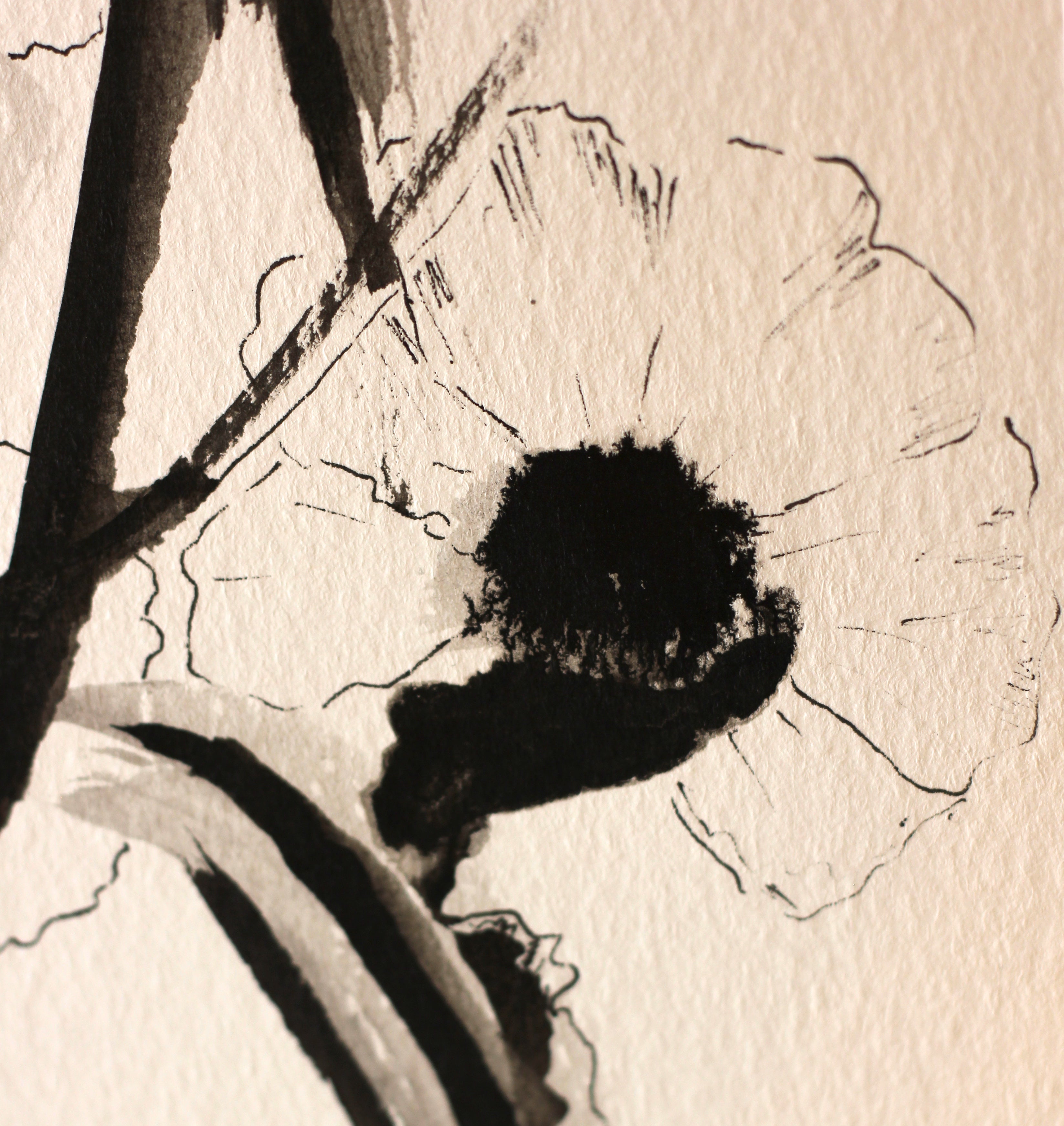 Sumi-e Inspired Floral - Original Ink Drawing A5