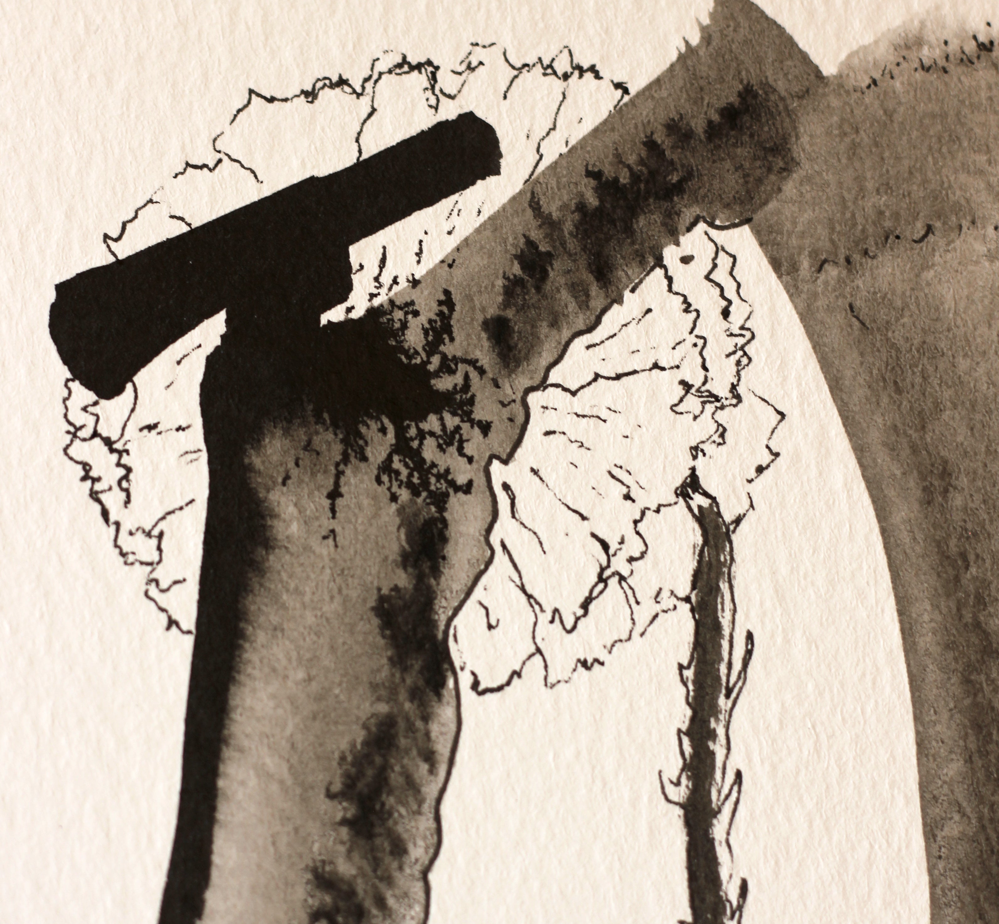 Sumi-e Inspired Floral - Original Ink Drawing A5