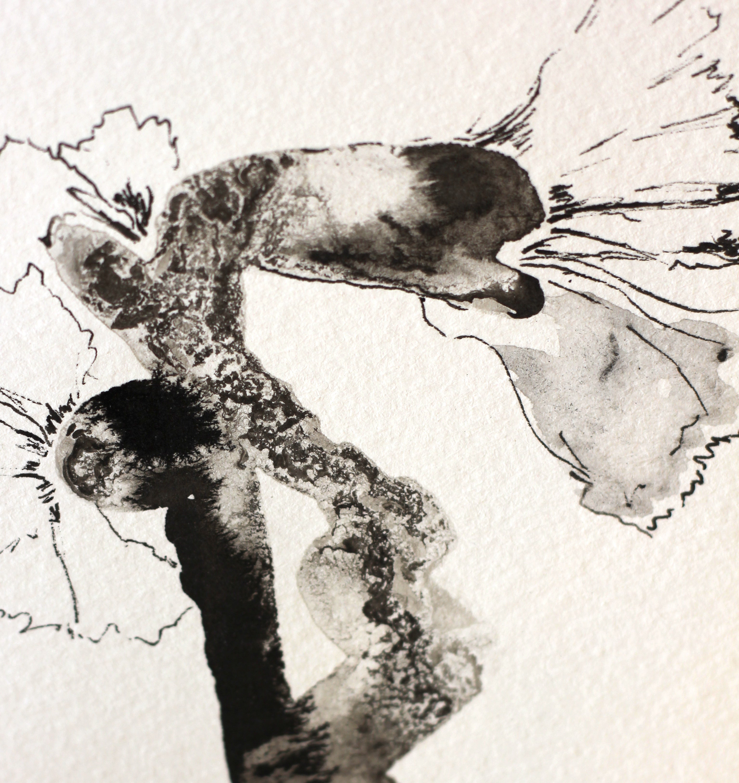 Sumi-e Inspired Floral - Original Ink Drawing A6