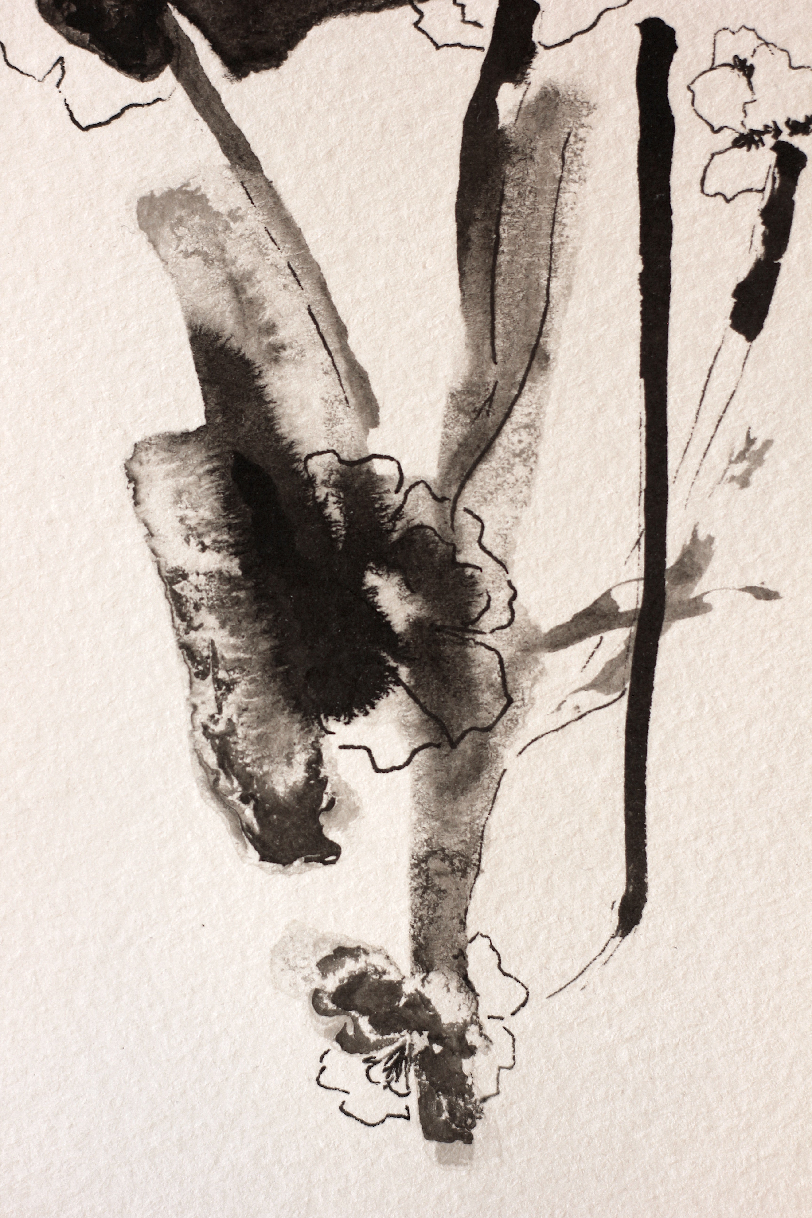 Sumi-e Inspired Floral - Original Ink Drawing A6