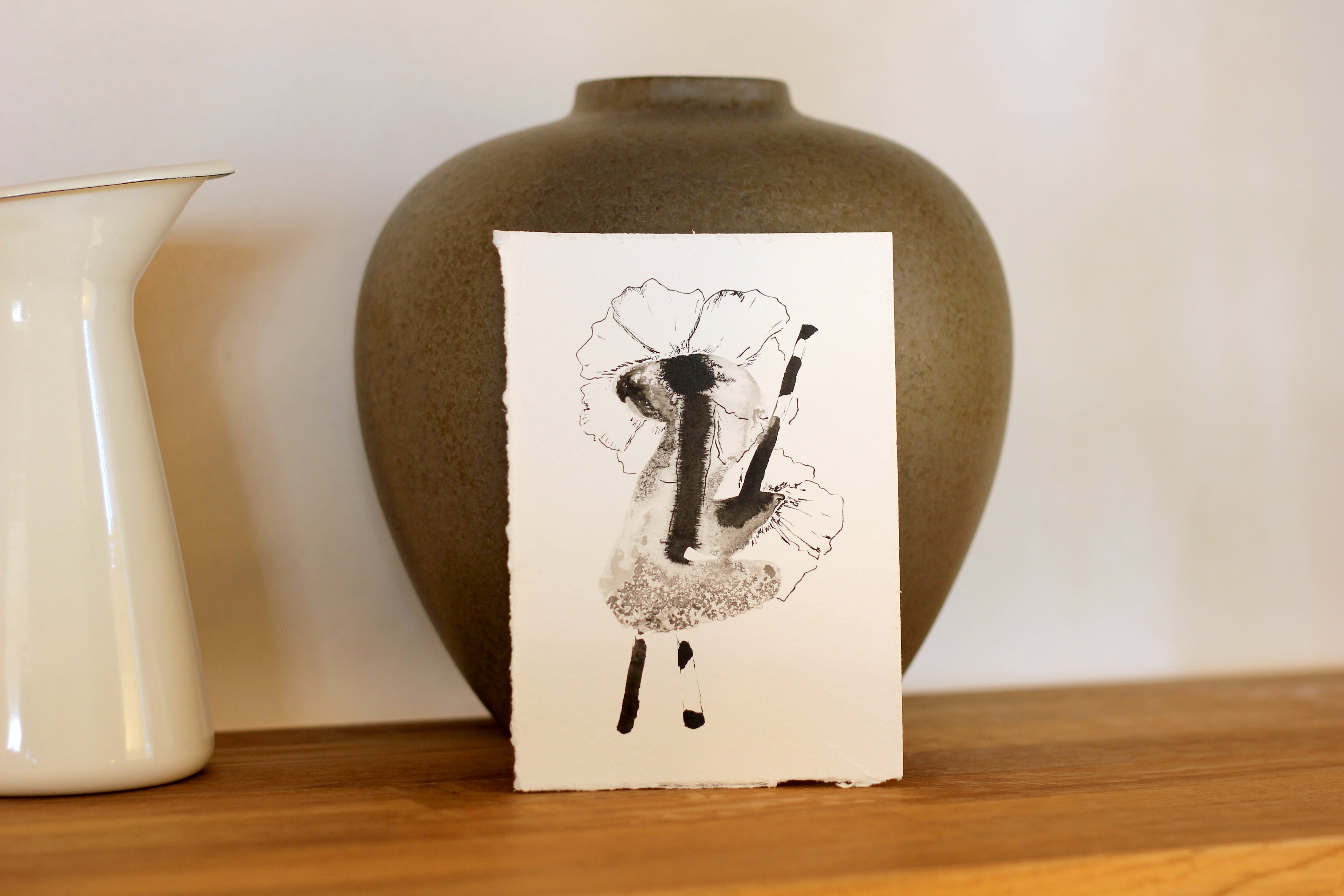 Sumi-e Inspired Floral - Original Ink Drawing A6