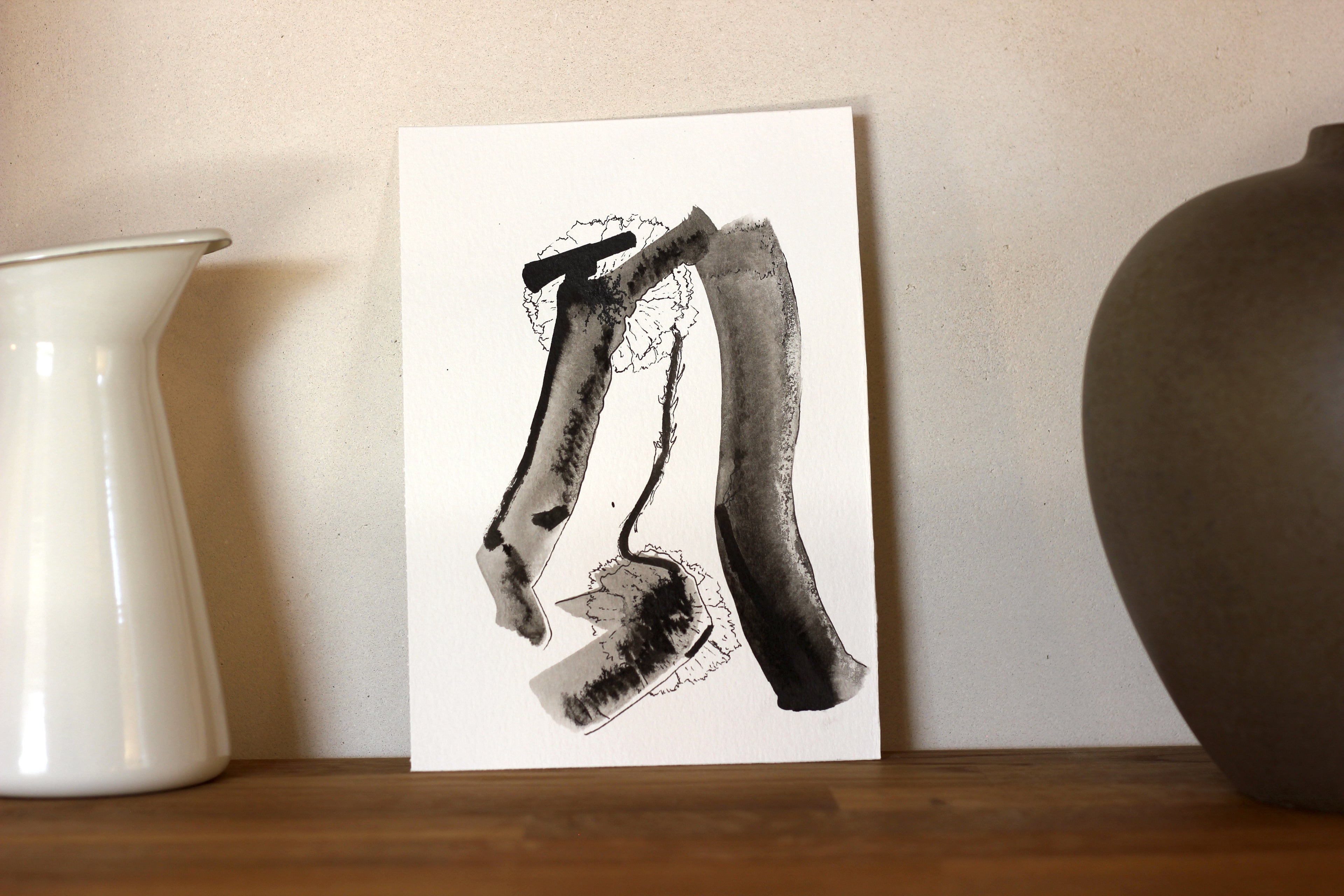 Sumi-e Inspired Floral - Original Ink Drawing A5