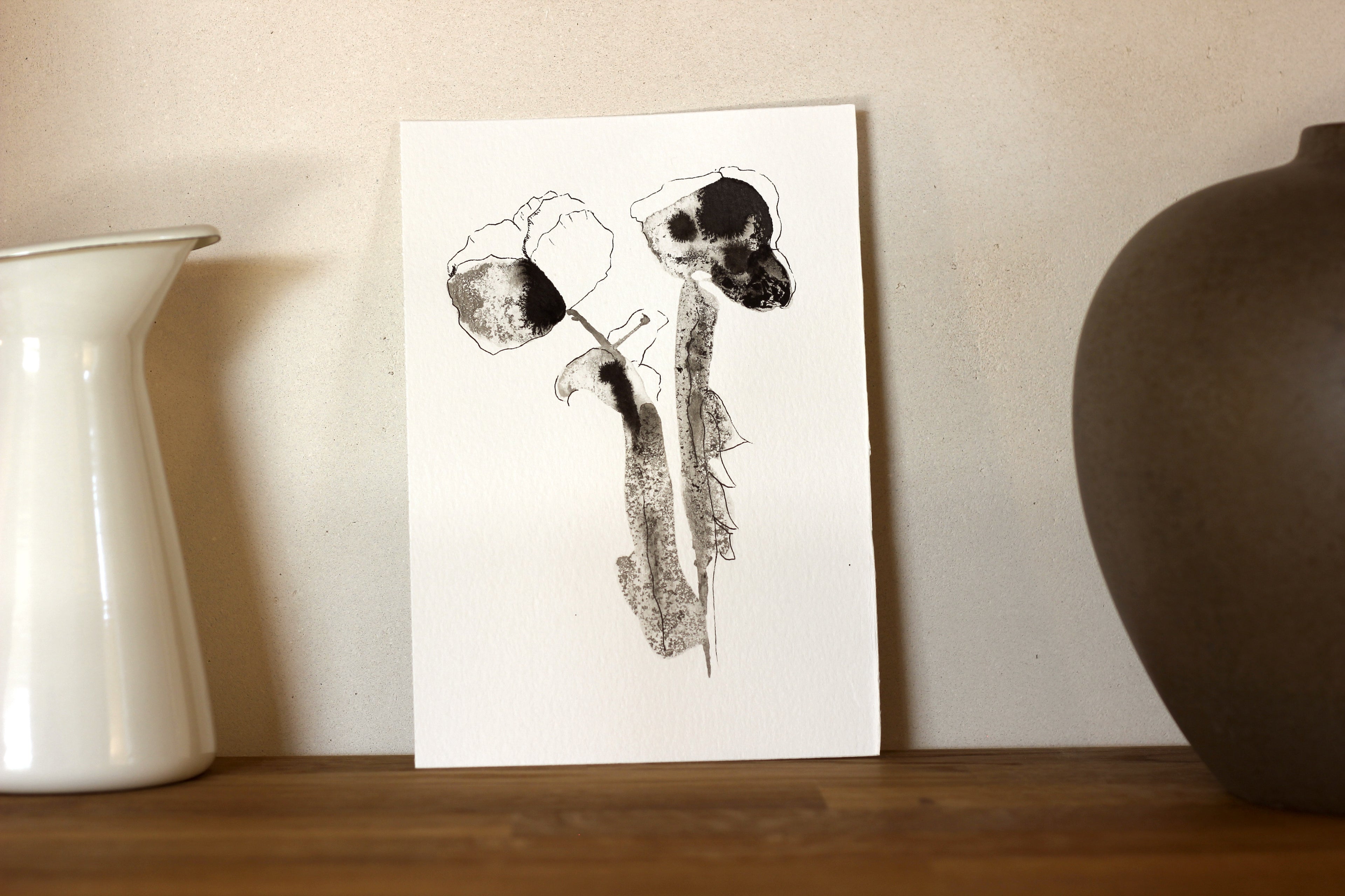 Sumi-e Inspired Floral - Original Ink Drawing A5
