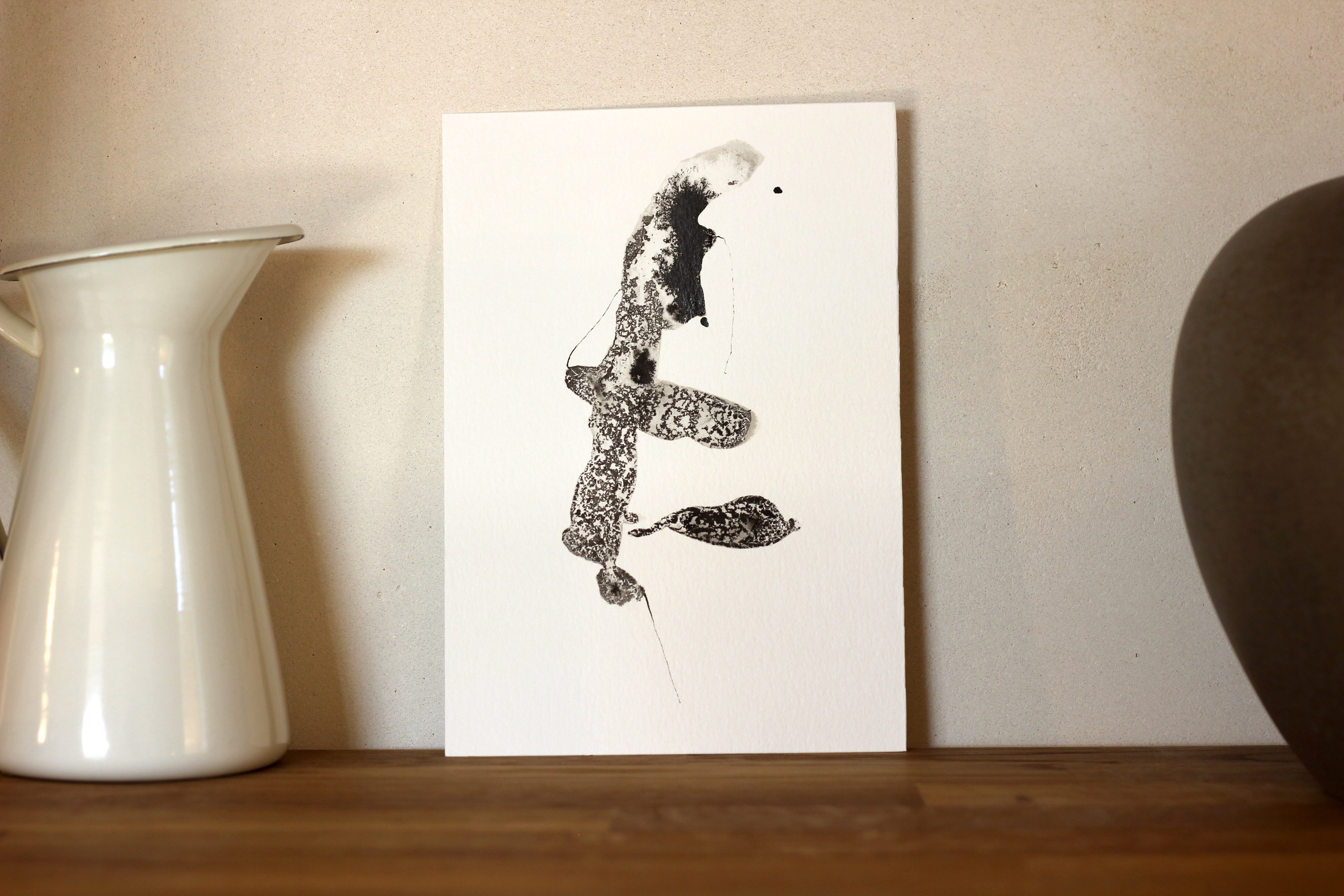 Abstract Ink Drawing - Japanese Inspired Original Art on Watercolor Paper A5