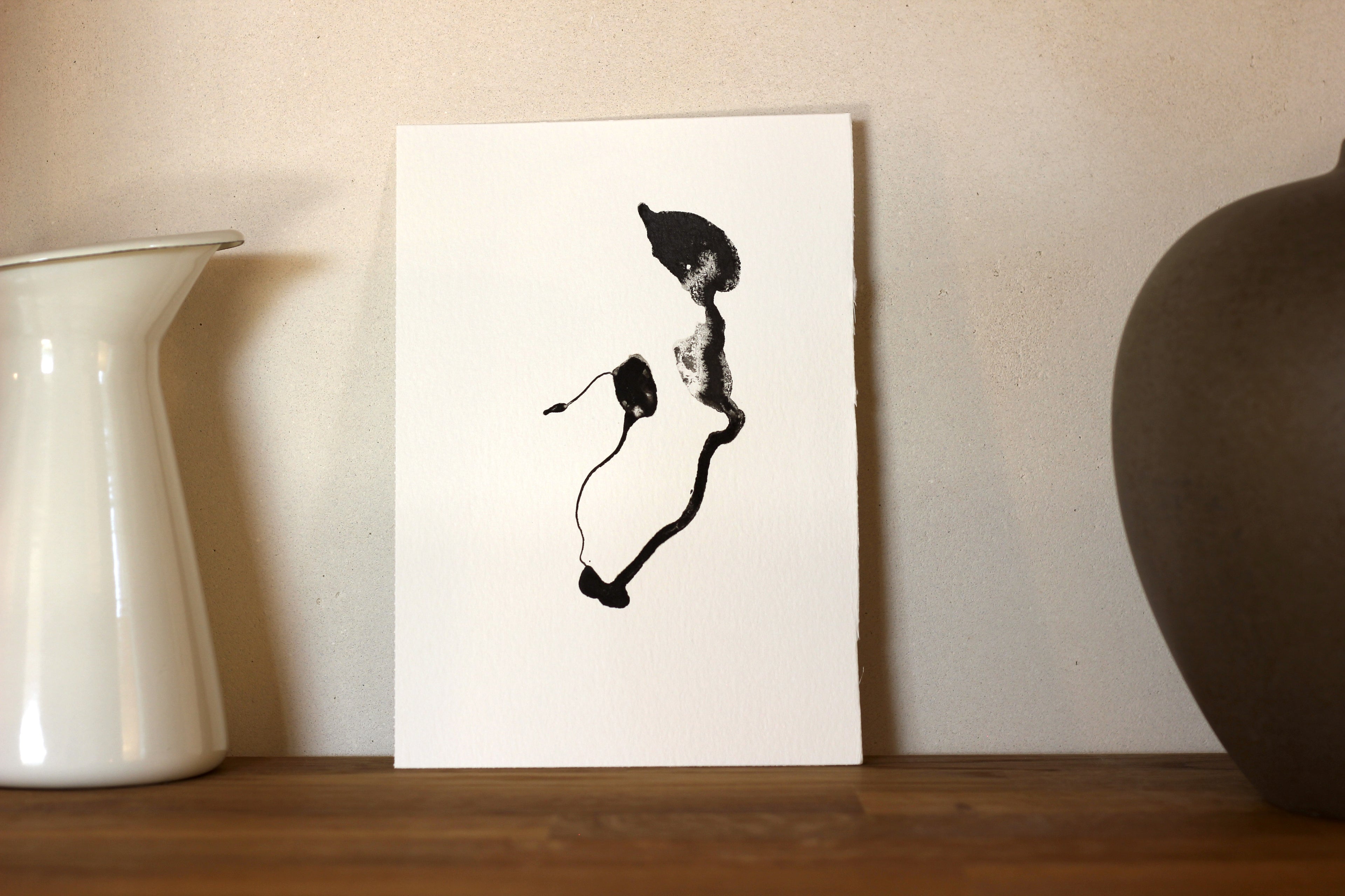 Japanese Minimalist Ink Art - Original A5 Drawing on Watercolor Paper
