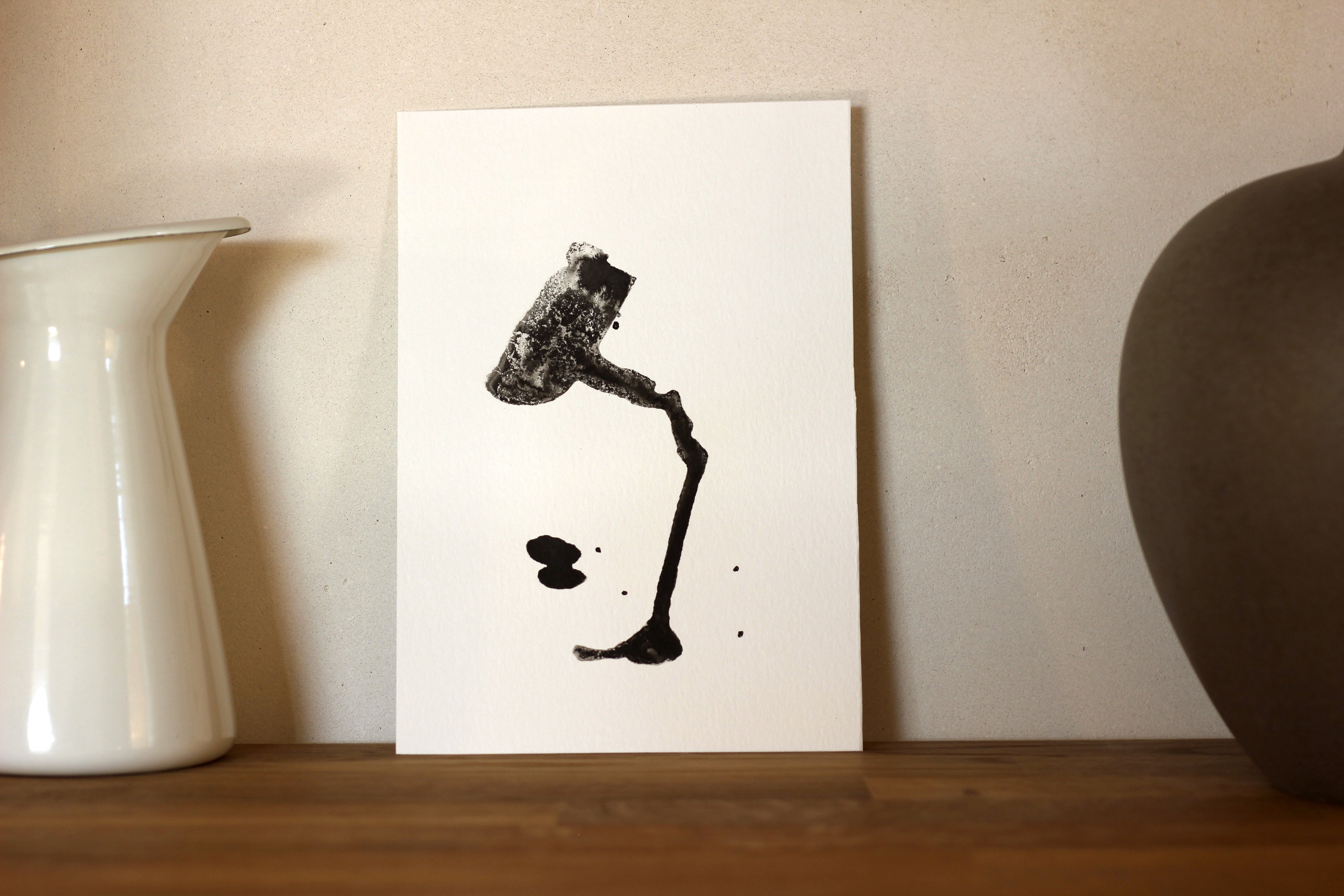 Japanese Minimalist Ink Art - Original A5 Drawing on Watercolor Paper