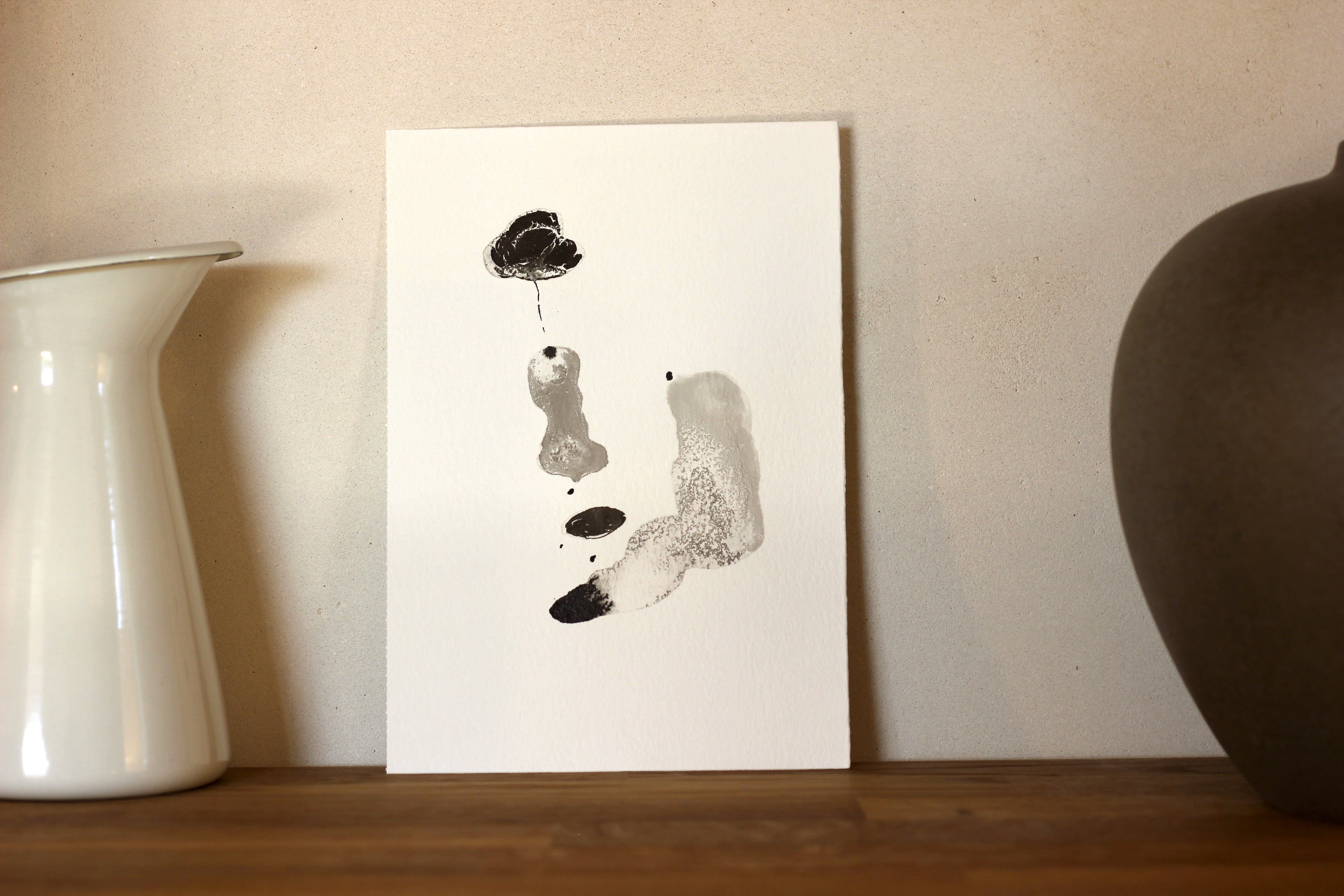Japanese Minimalist Ink Art - Original A5 Drawing on Watercolor Paper