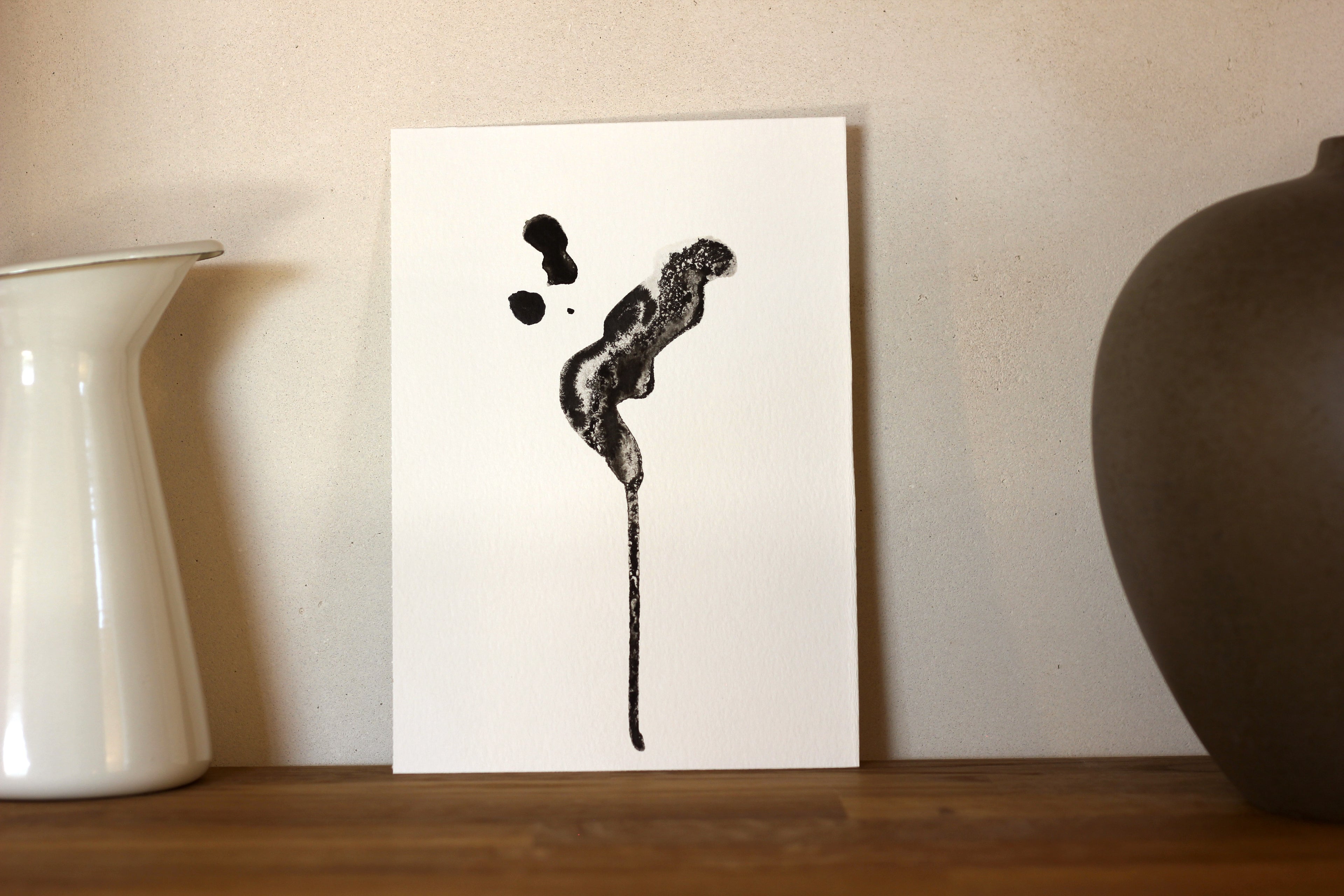Japanese Minimalist Ink Art - Original A5 Drawing on Watercolor Paper
