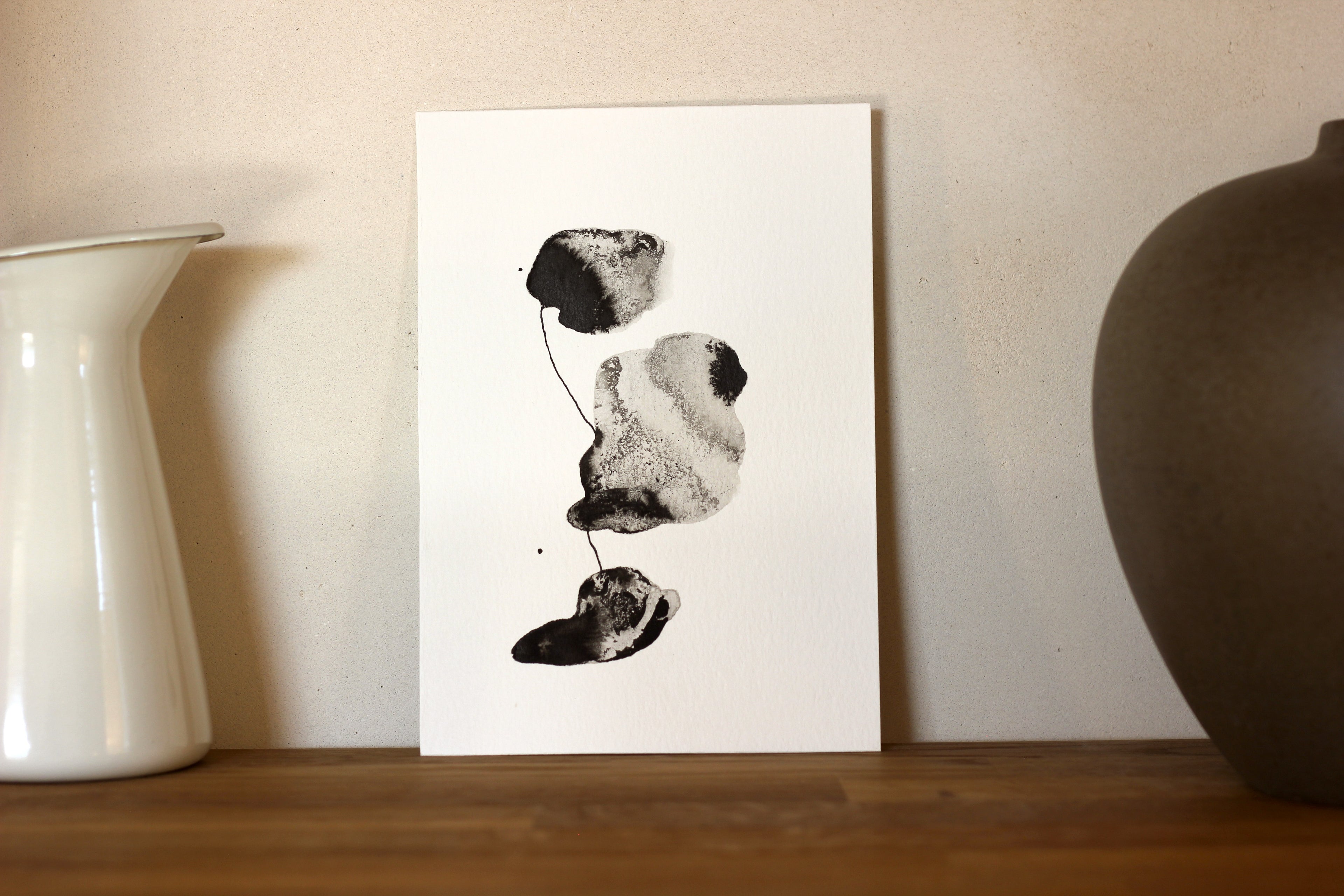 Abstract Ink Drawing - Japanese Inspired Original Art on Watercolor Paper A5
